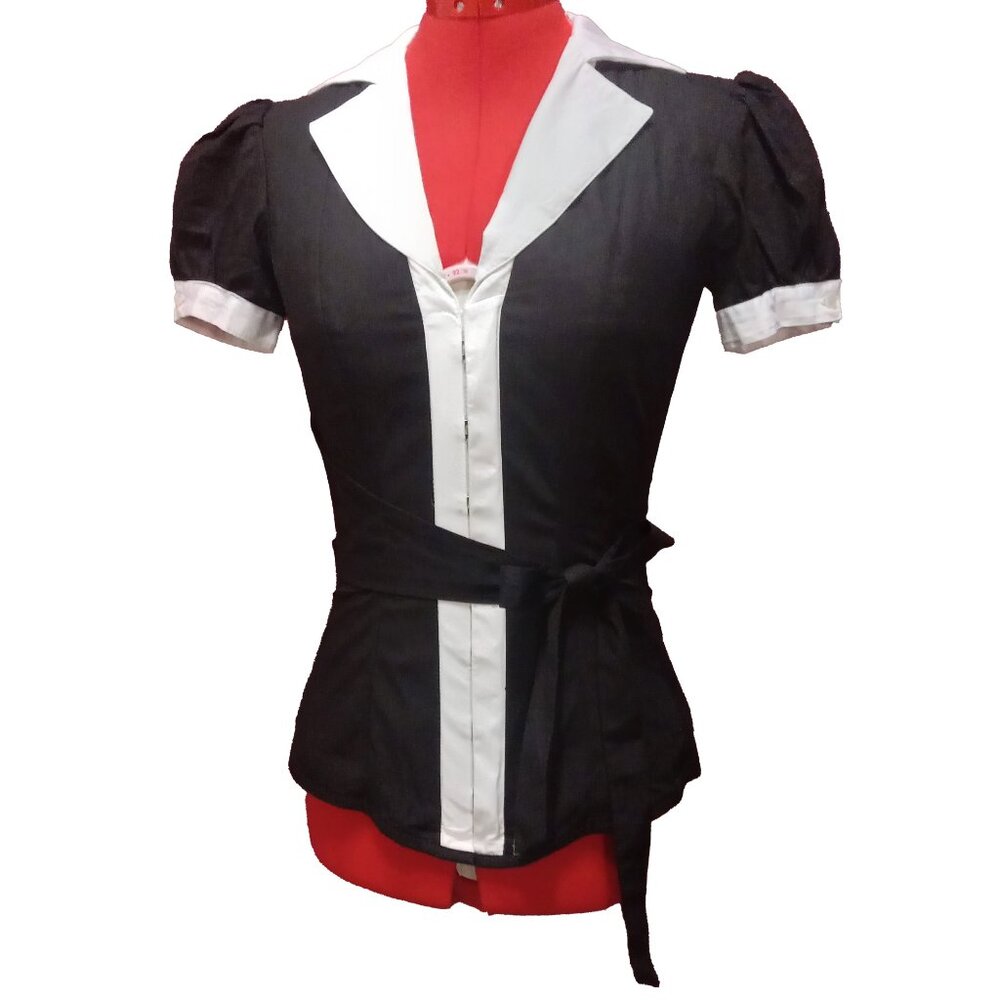 Corset Story Black and White Monochrome Corset Shirt Size 24"